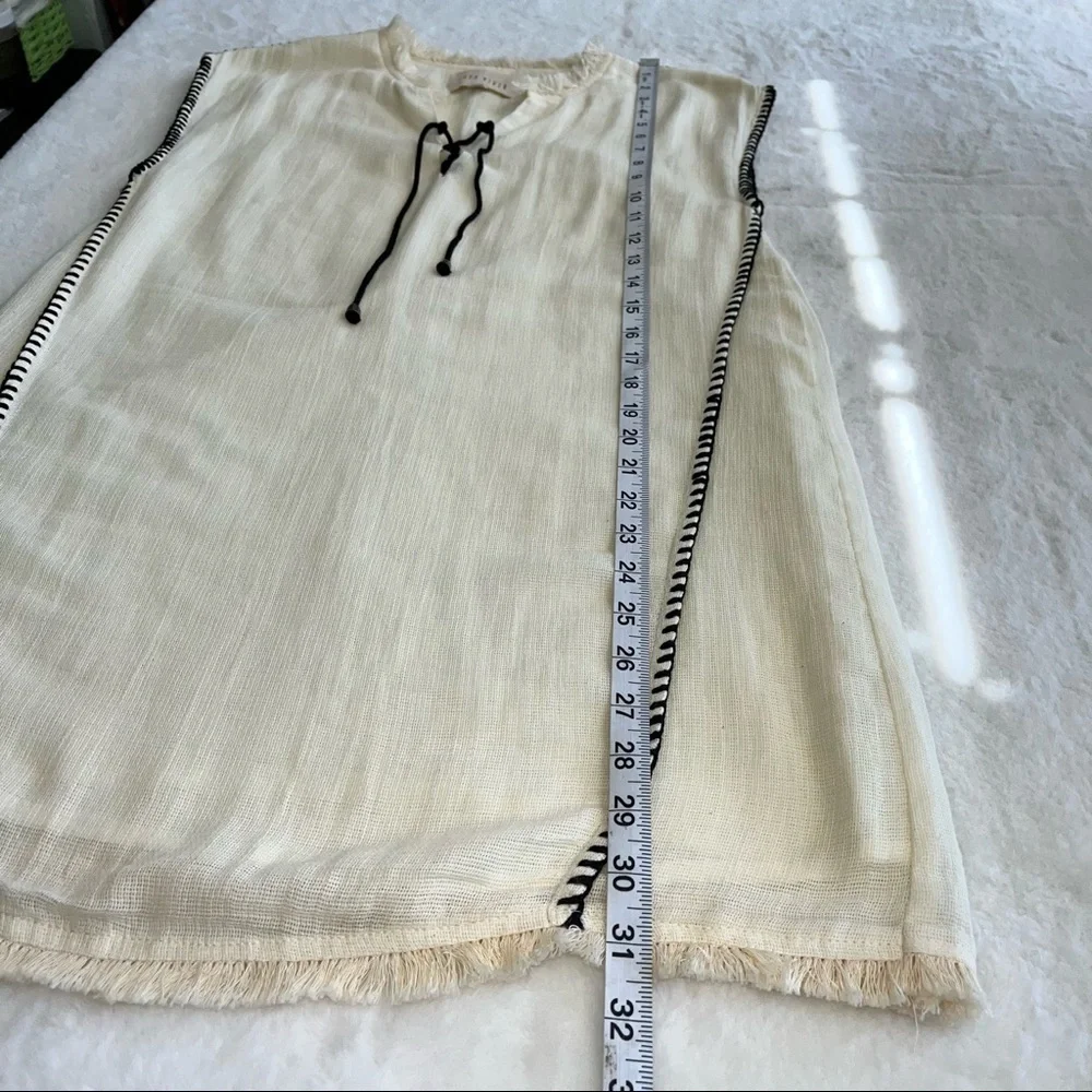 Moon River Blanket Stitch Shift Dress In Cream With Black Stitches Size Small - Picture 7 of 11